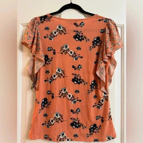NWT Floral Blouse Top Flowy Size S Angels Forever Young Flutter Sleeve Bohemian - Picture 10 of 10